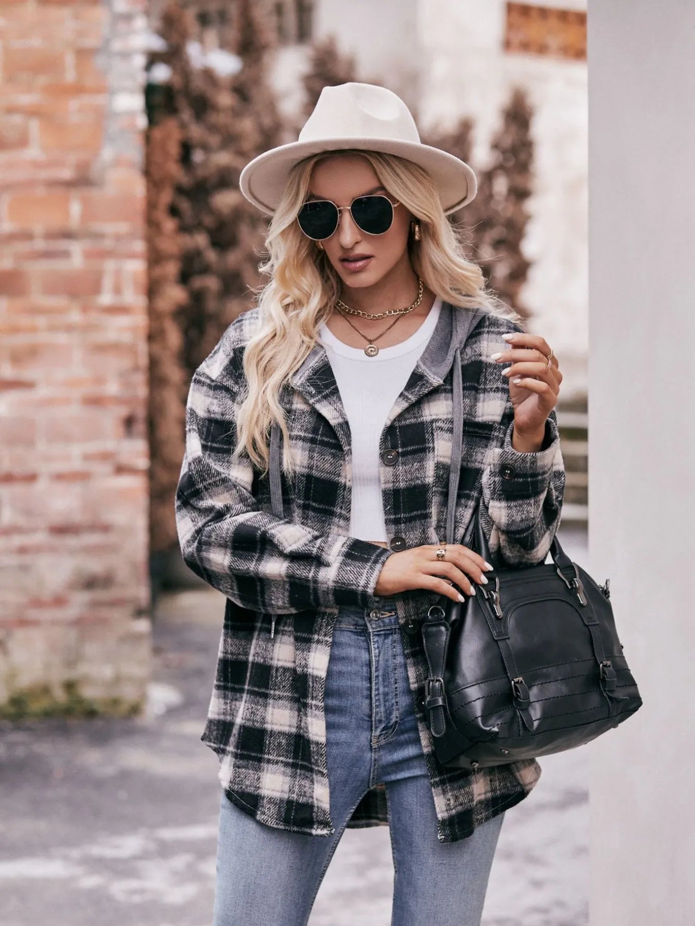 Oversized Plaid Button Up Shacket