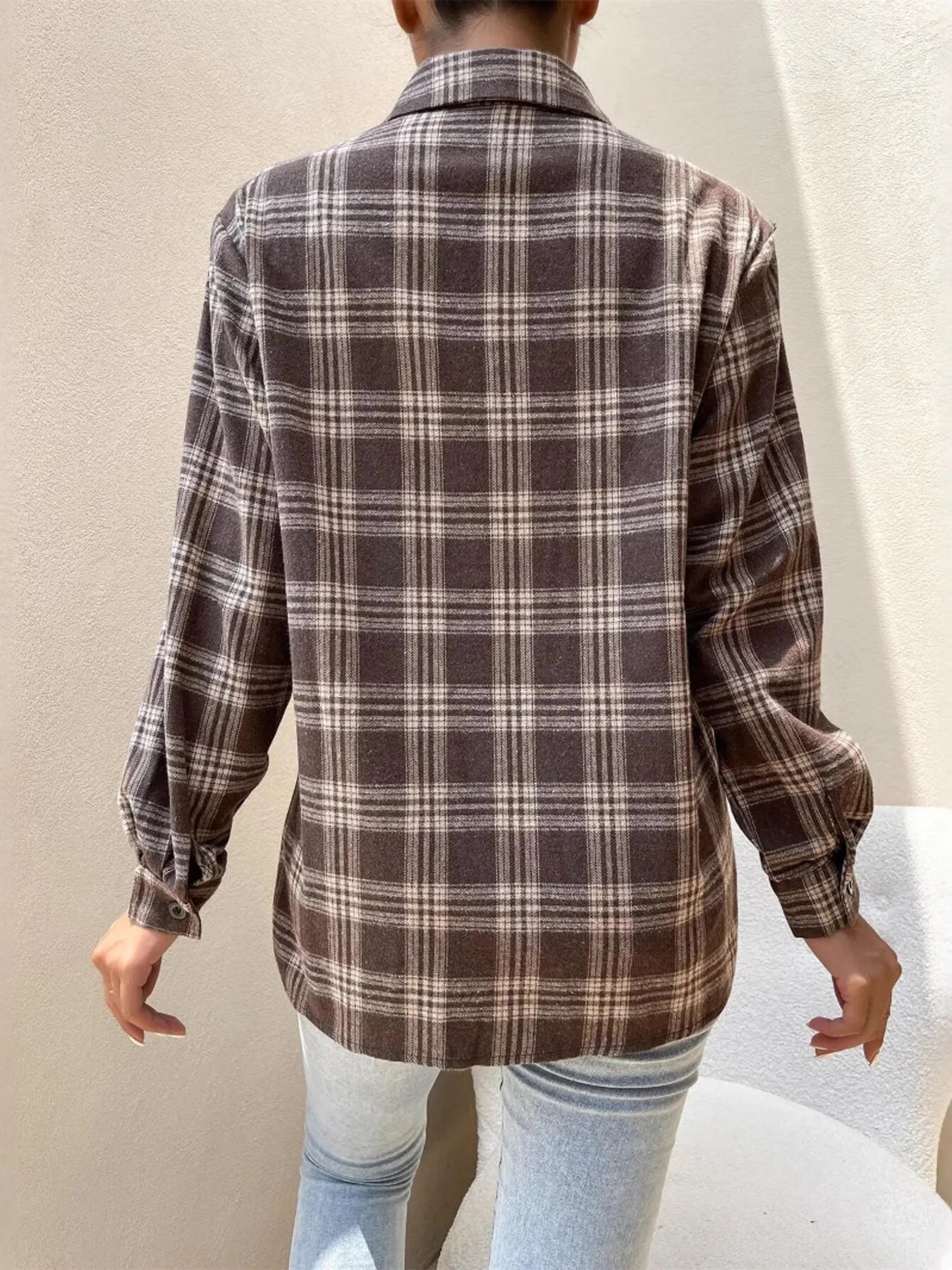 Oversized Plaid Button-Up Shirt