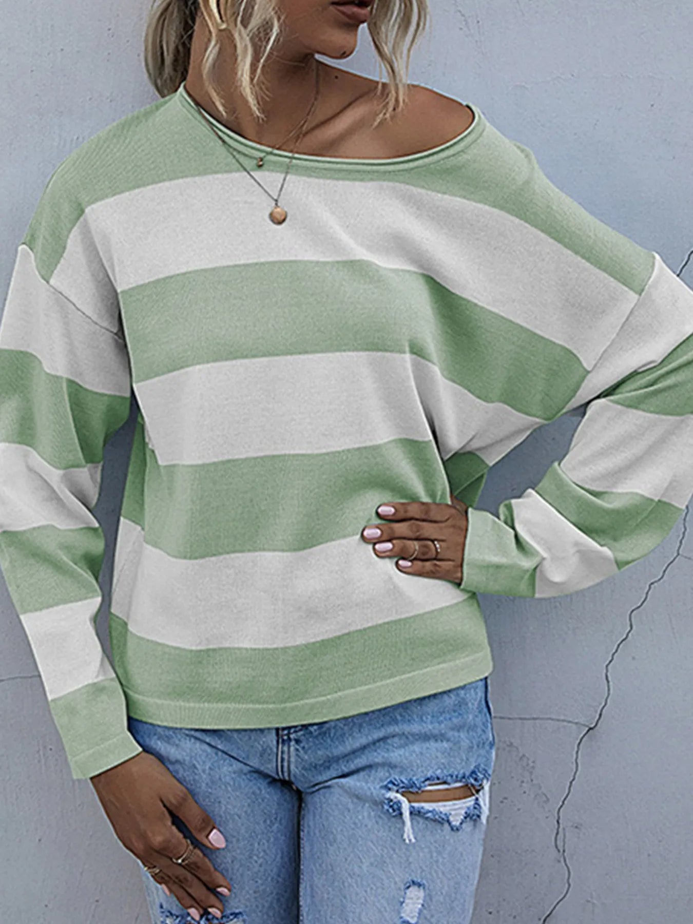 Striped Casual Long Sleeve Knit Top