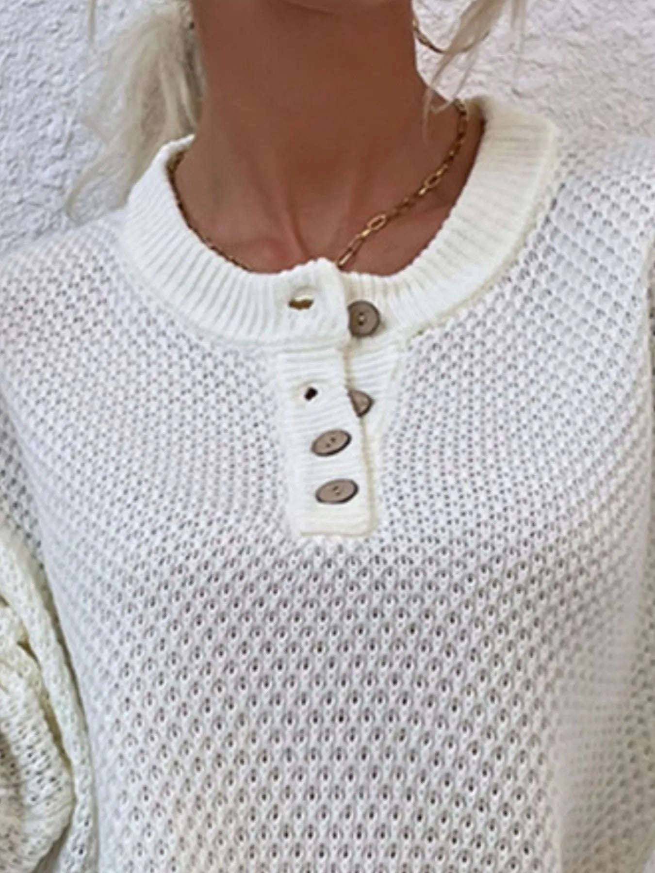 Button Detail Long Sleeve Knit Top