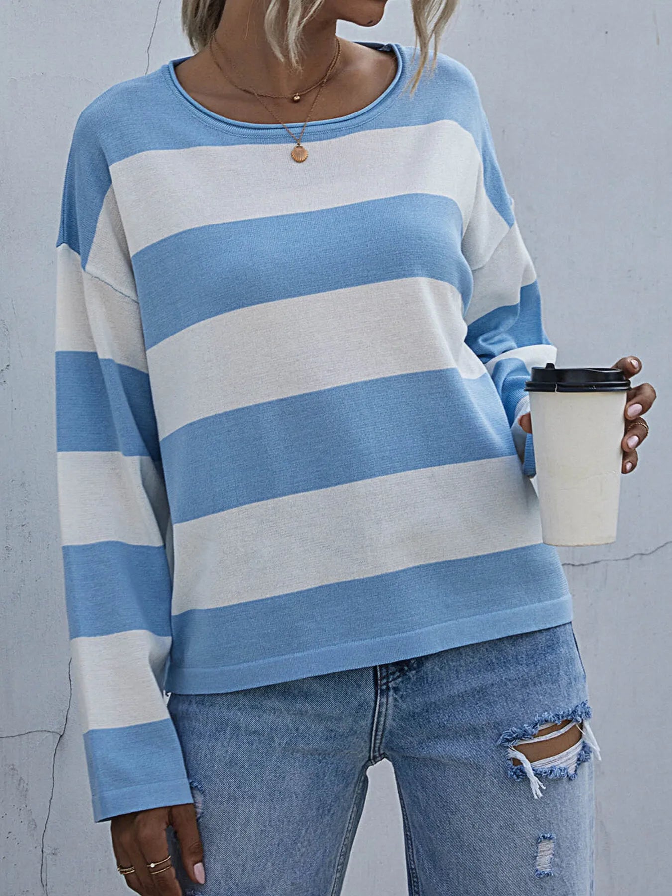 Striped Casual Long Sleeve Knit Top