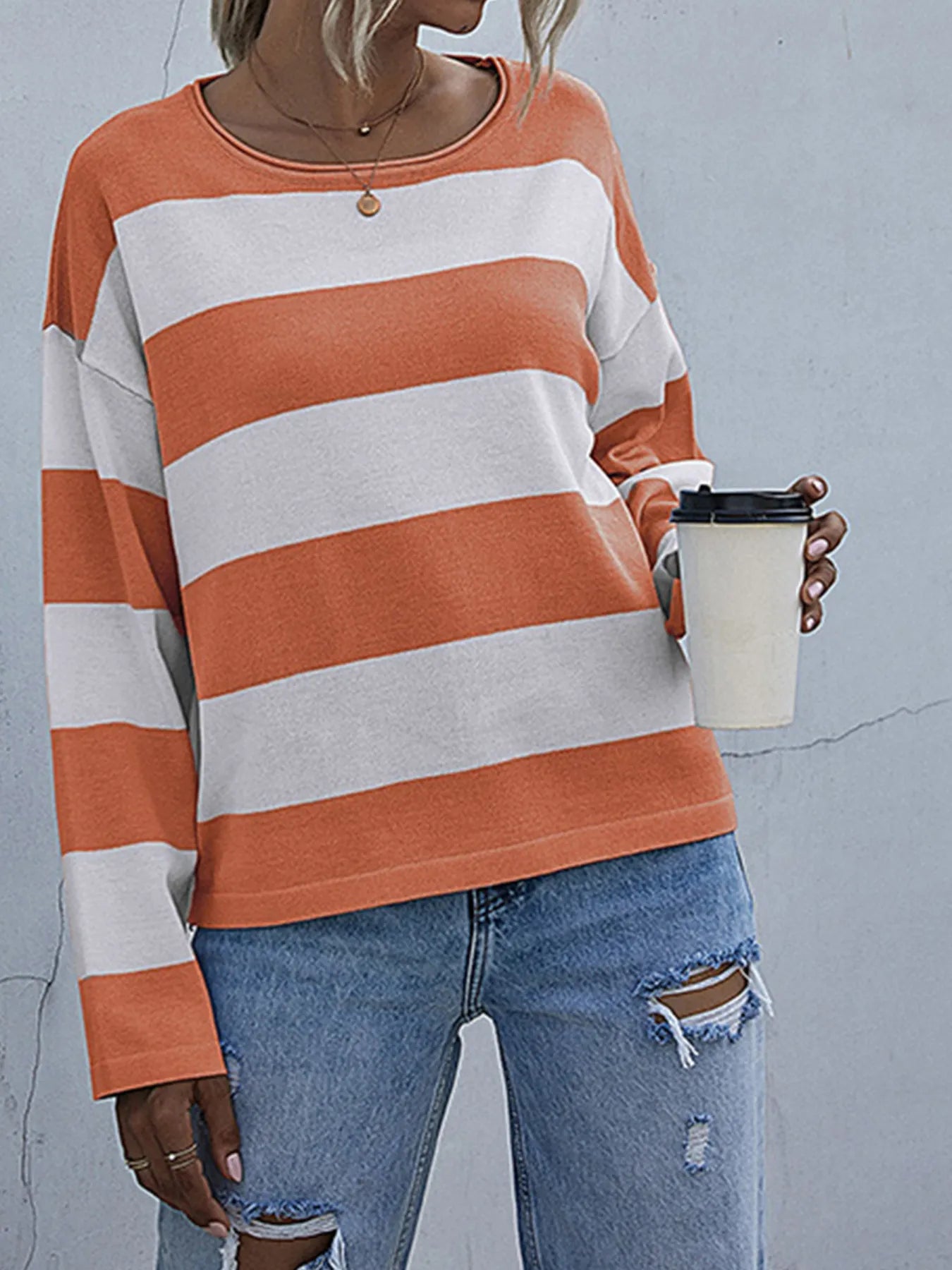 Striped Casual Long Sleeve Knit Top