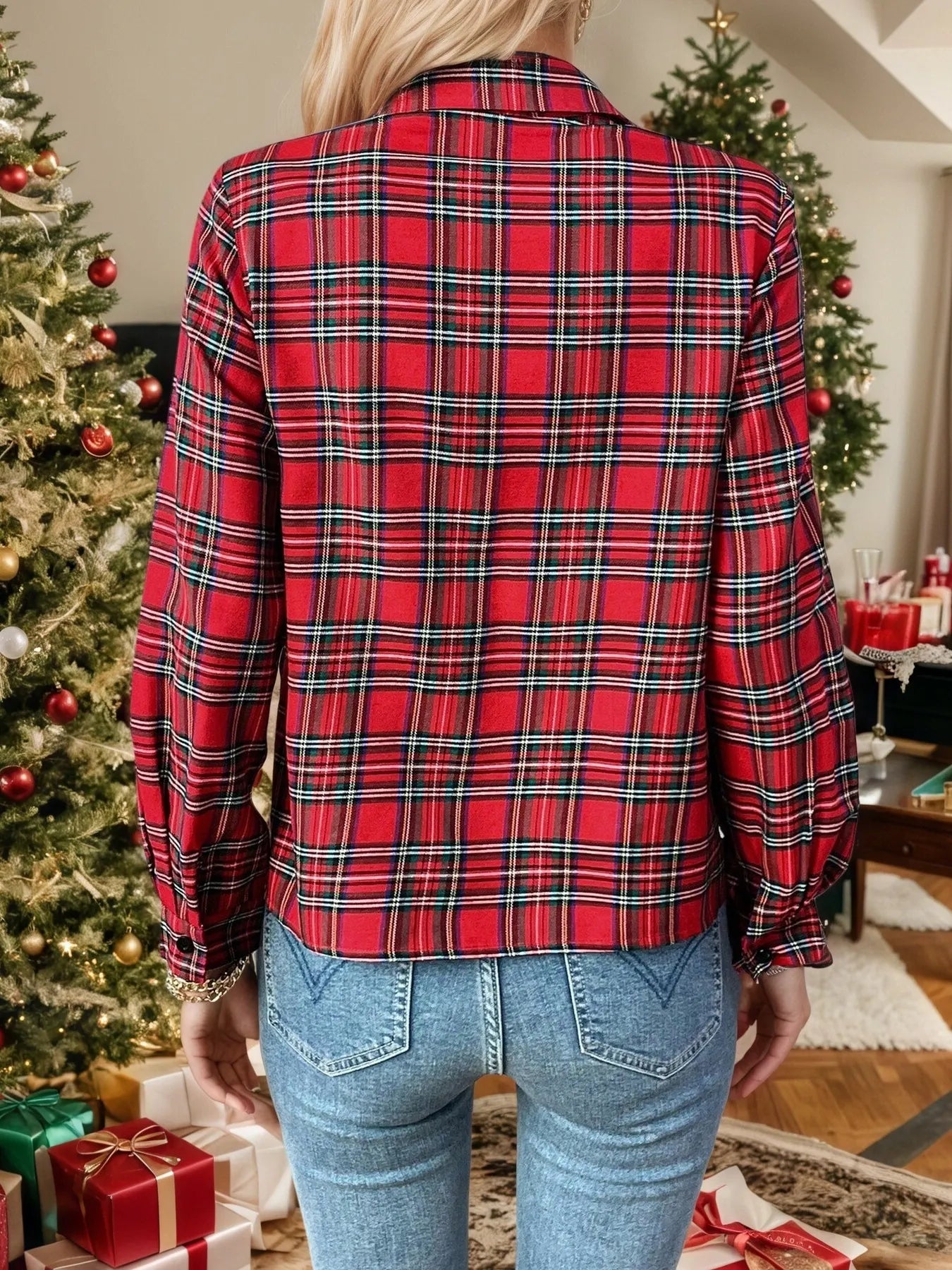 Plaid Long Sleeve Button-Down Shirt