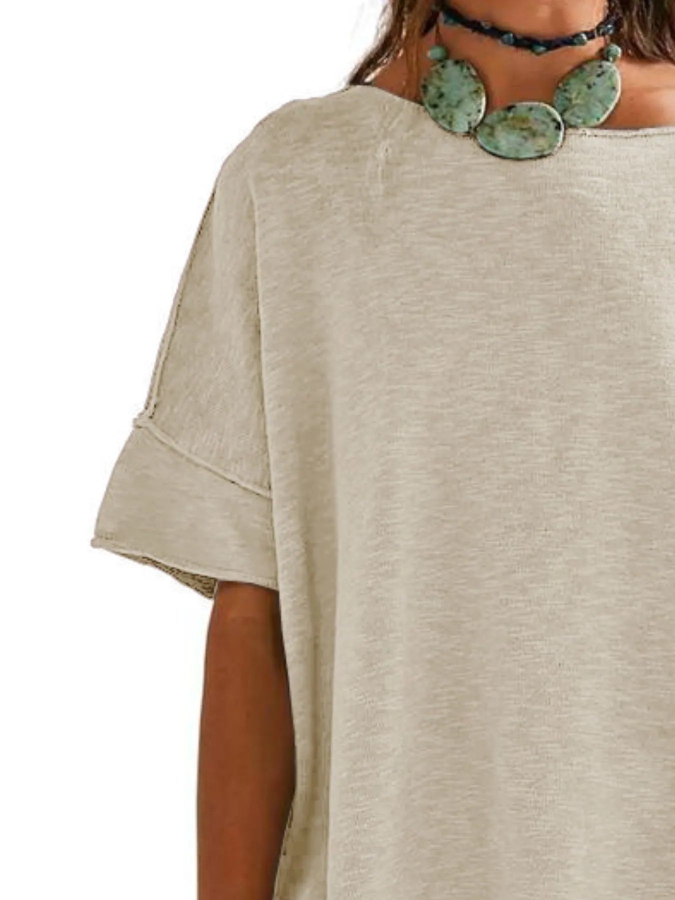 Oversized Round Neck Drop-Shoulder T-Shirt