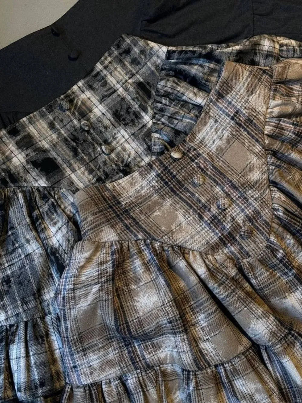 Lantern Sleeve Shirt and Ruffled Skirt Set