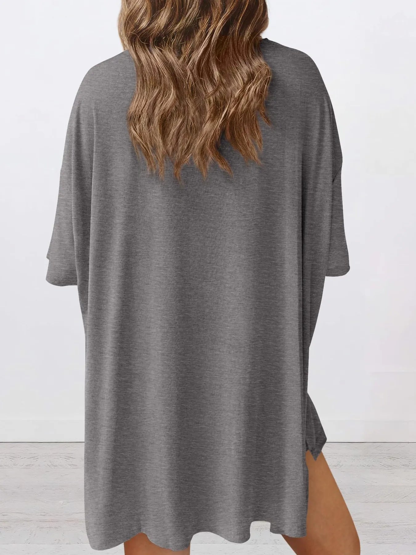 Full Size Oversized Round Neck Top and Shorts Set Plus Size