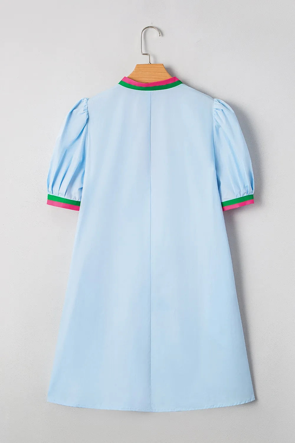 Notched Puff Sleeve Swing Dress