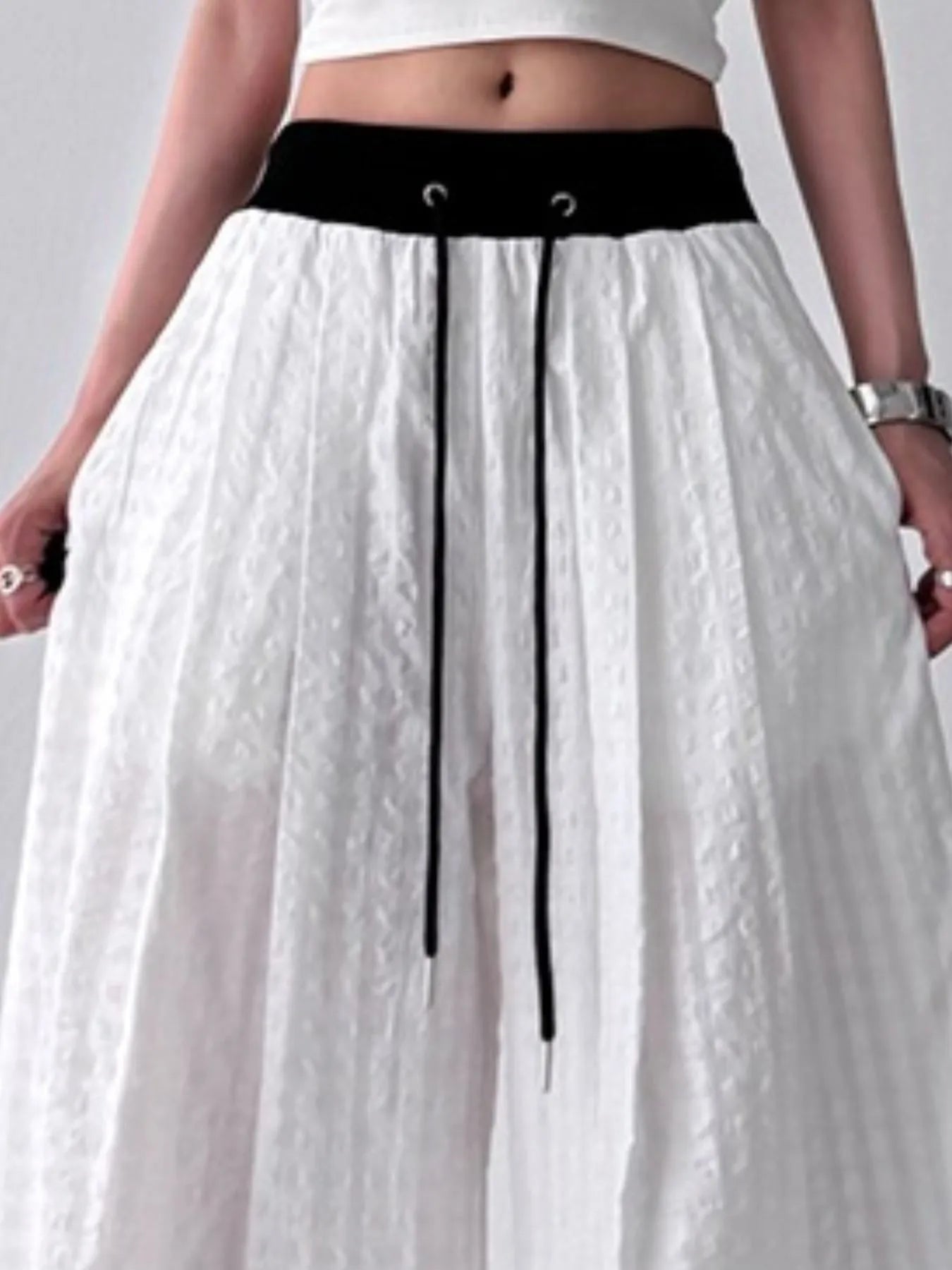 Gingham Wide Leg Drawstring Pants