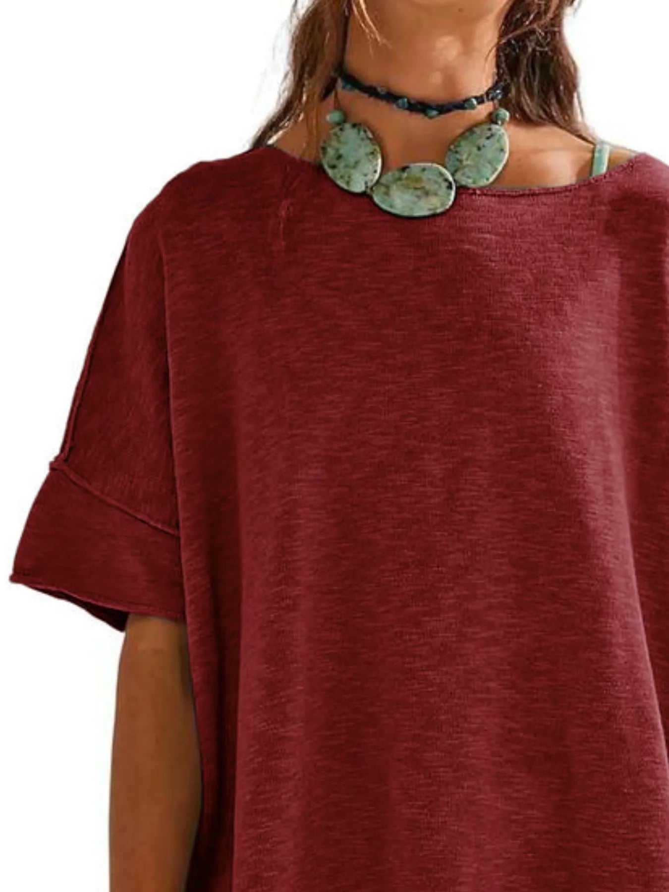 Oversized Round Neck Drop-Shoulder T-Shirt