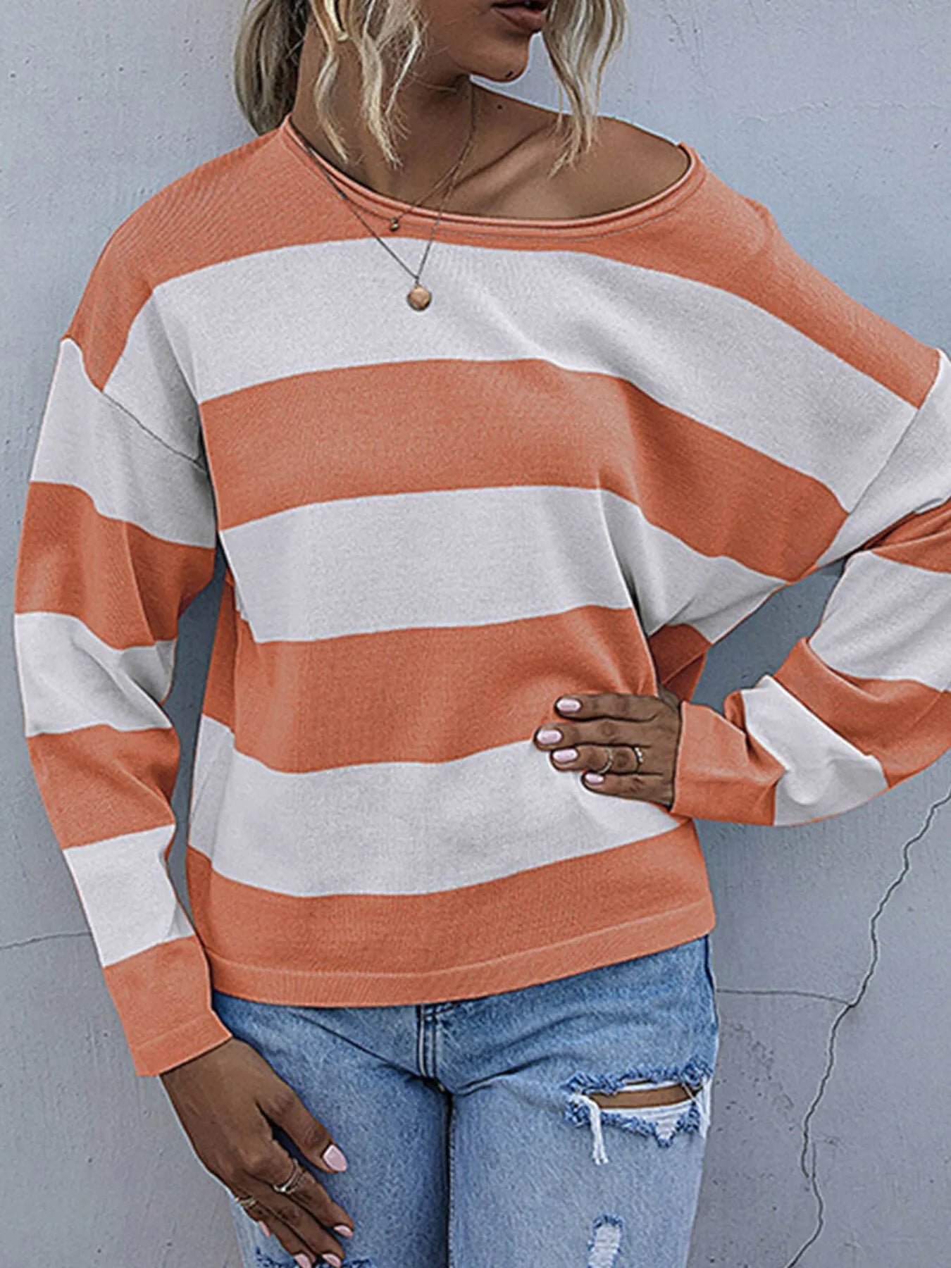 Striped Casual Long Sleeve Knit Top