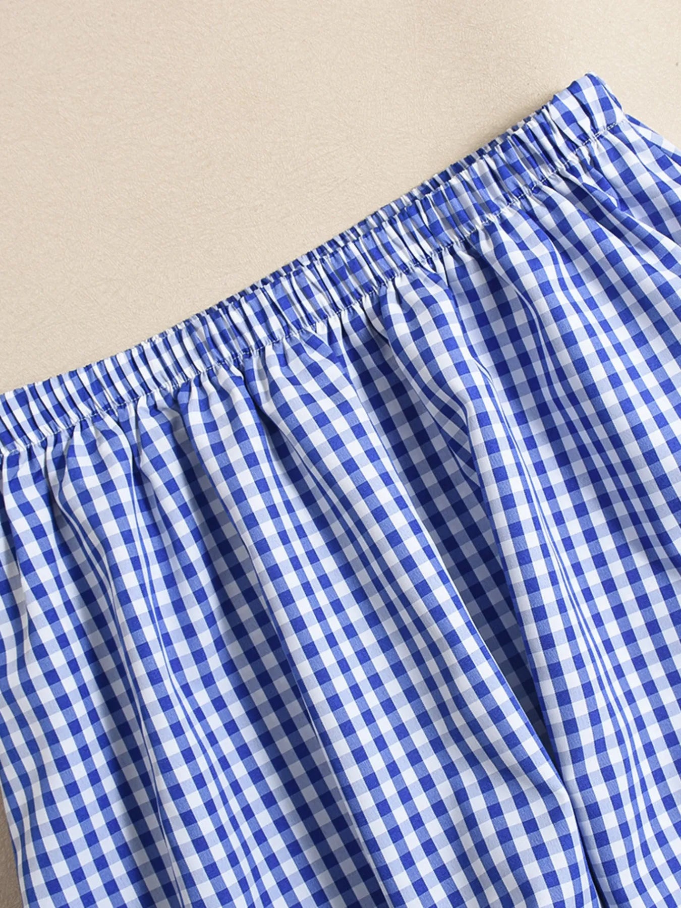 Plaid Tie Front Cami and Skirt Set
