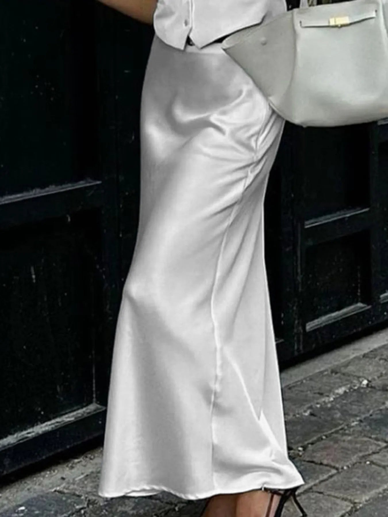 Satin Maxi Skirt with Drawstring Waist