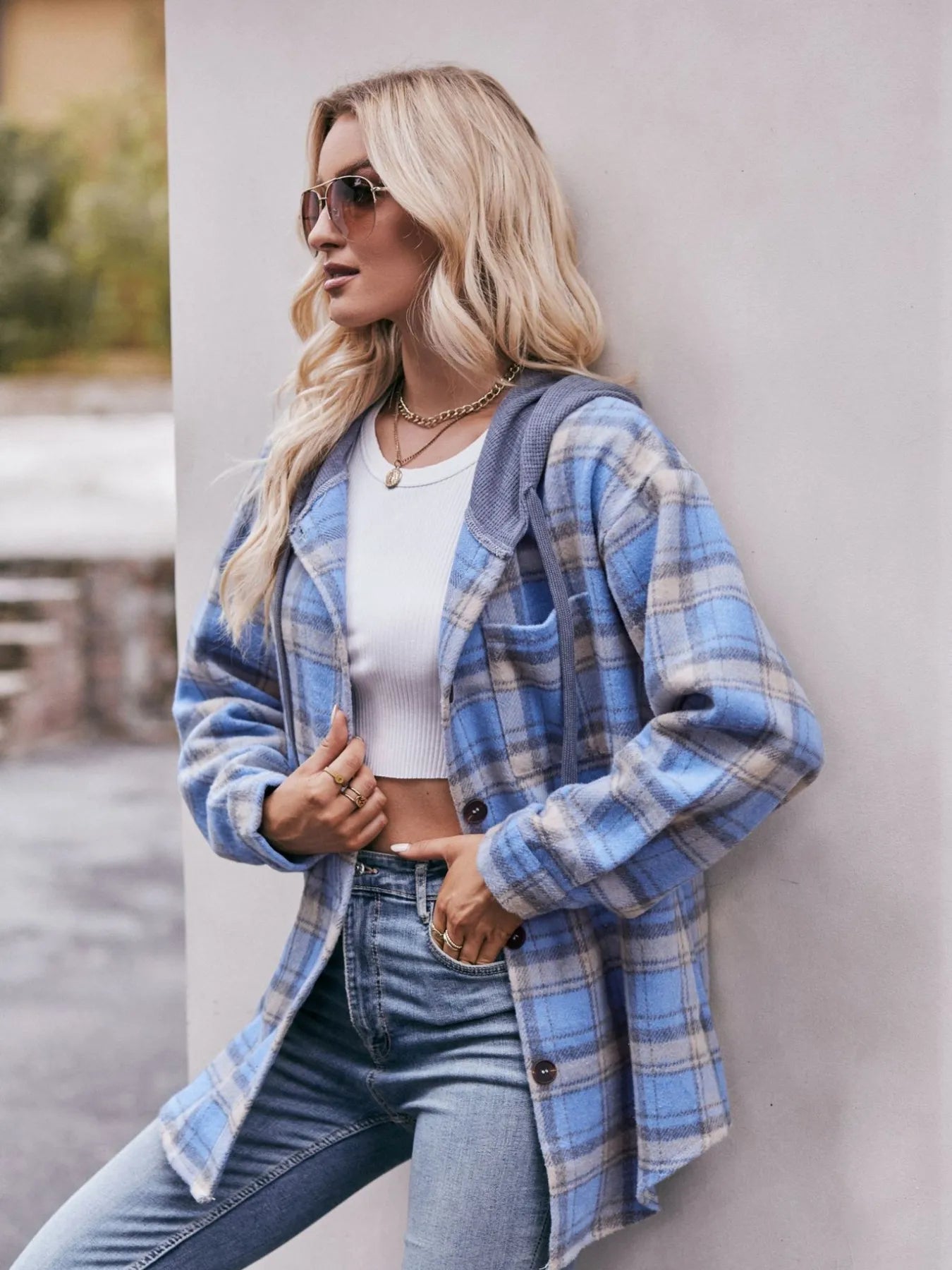 Oversized Plaid Button Up Shacket