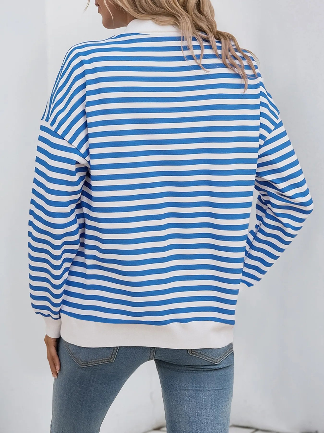 Striped Quarter Zip Long Sleeve Hoodie