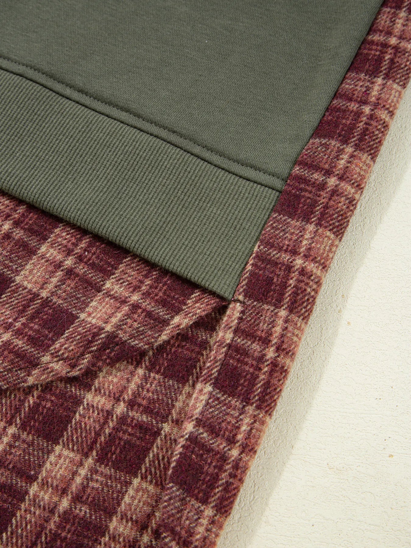 Plaid Patchwork Drop Shoulder Sweatshirt