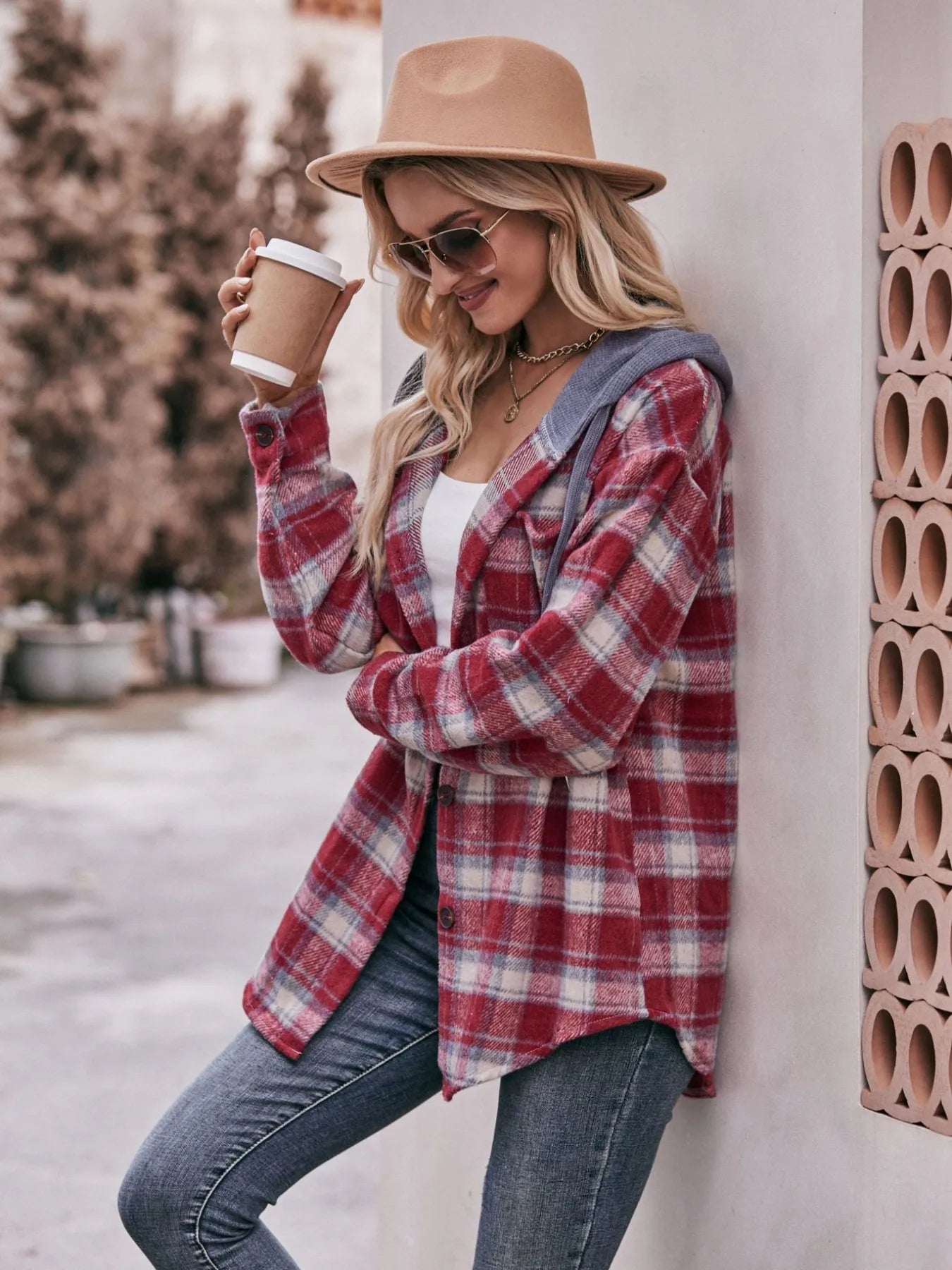 Oversized Plaid Button Up Shacket