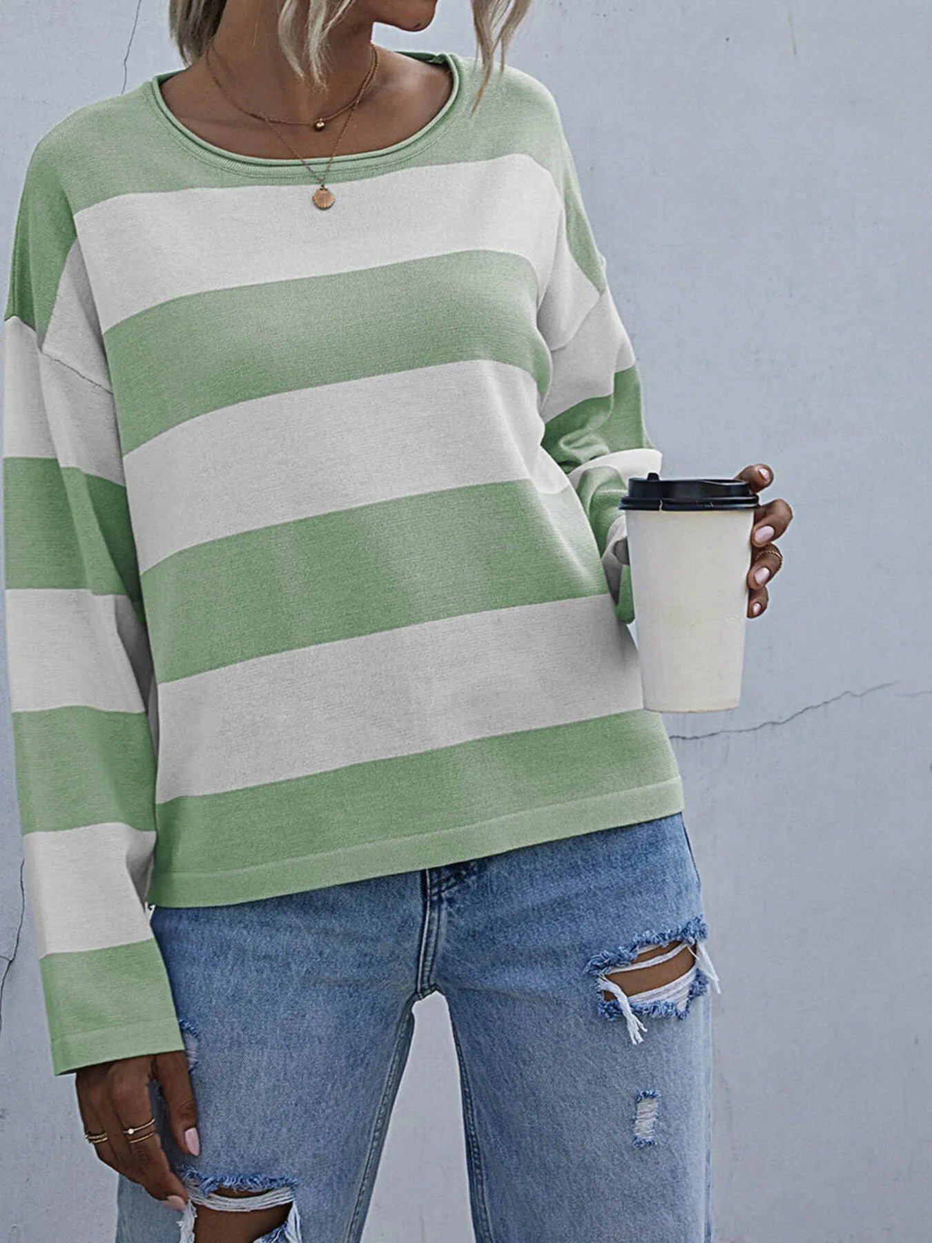 Striped Casual Long Sleeve Knit Top