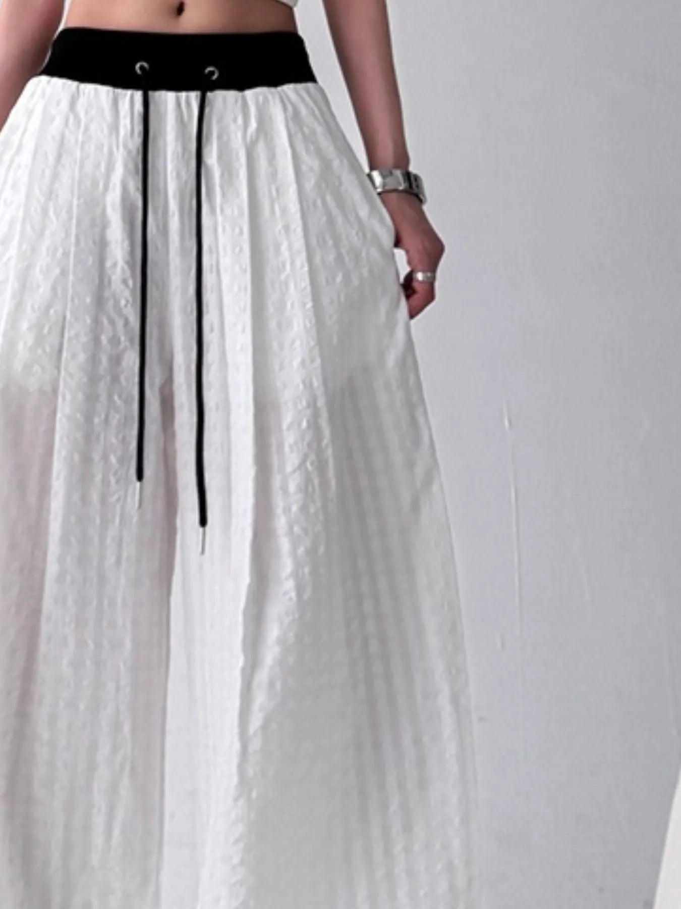 Gingham Wide Leg Drawstring Pants