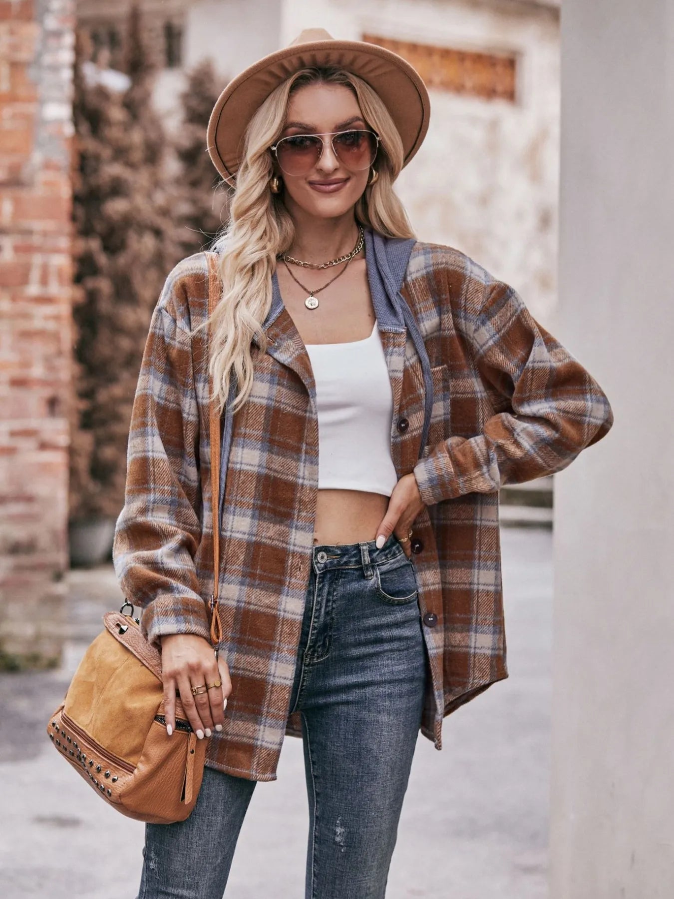 Oversized Plaid Button Up Shacket