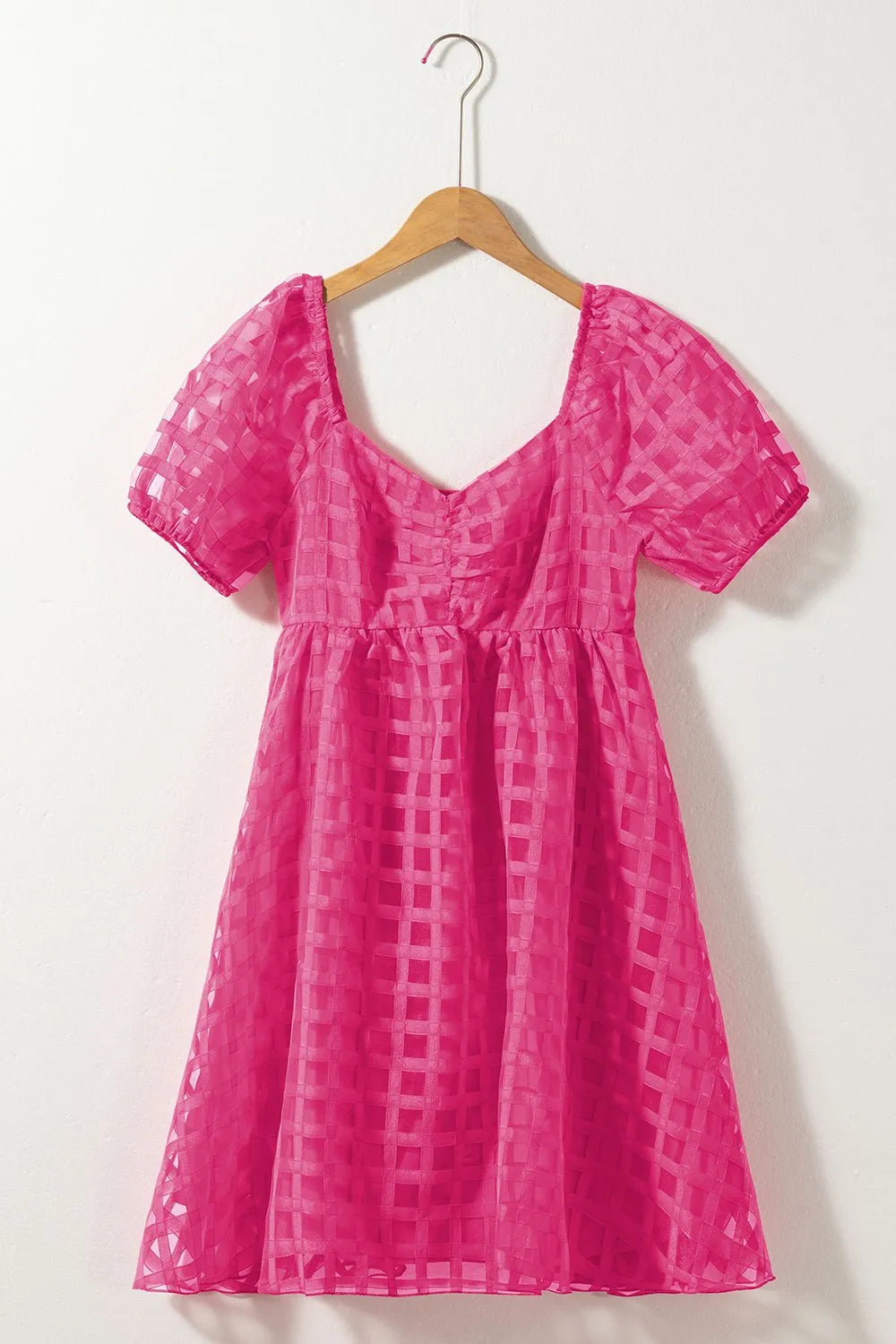 Plaid Puff Sleeve Babydoll Dress