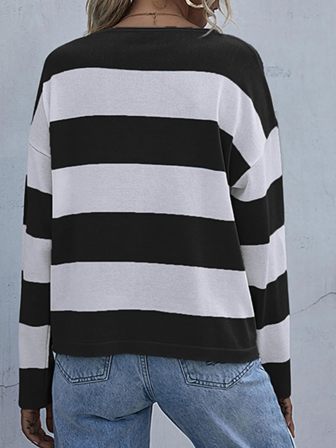 Striped Casual Long Sleeve Knit Top