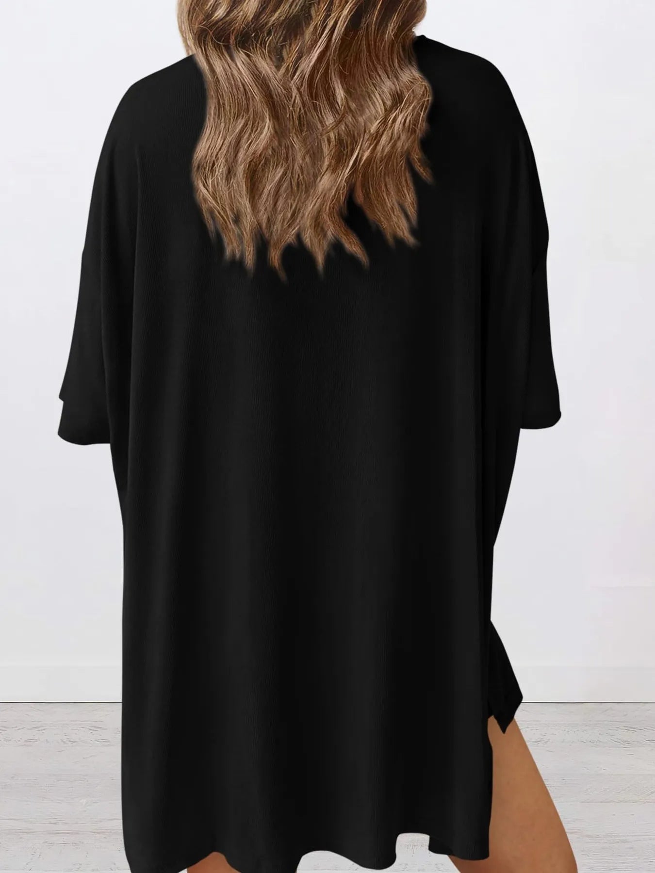 Full Size Oversized Round Neck Top and Shorts Set Plus Size