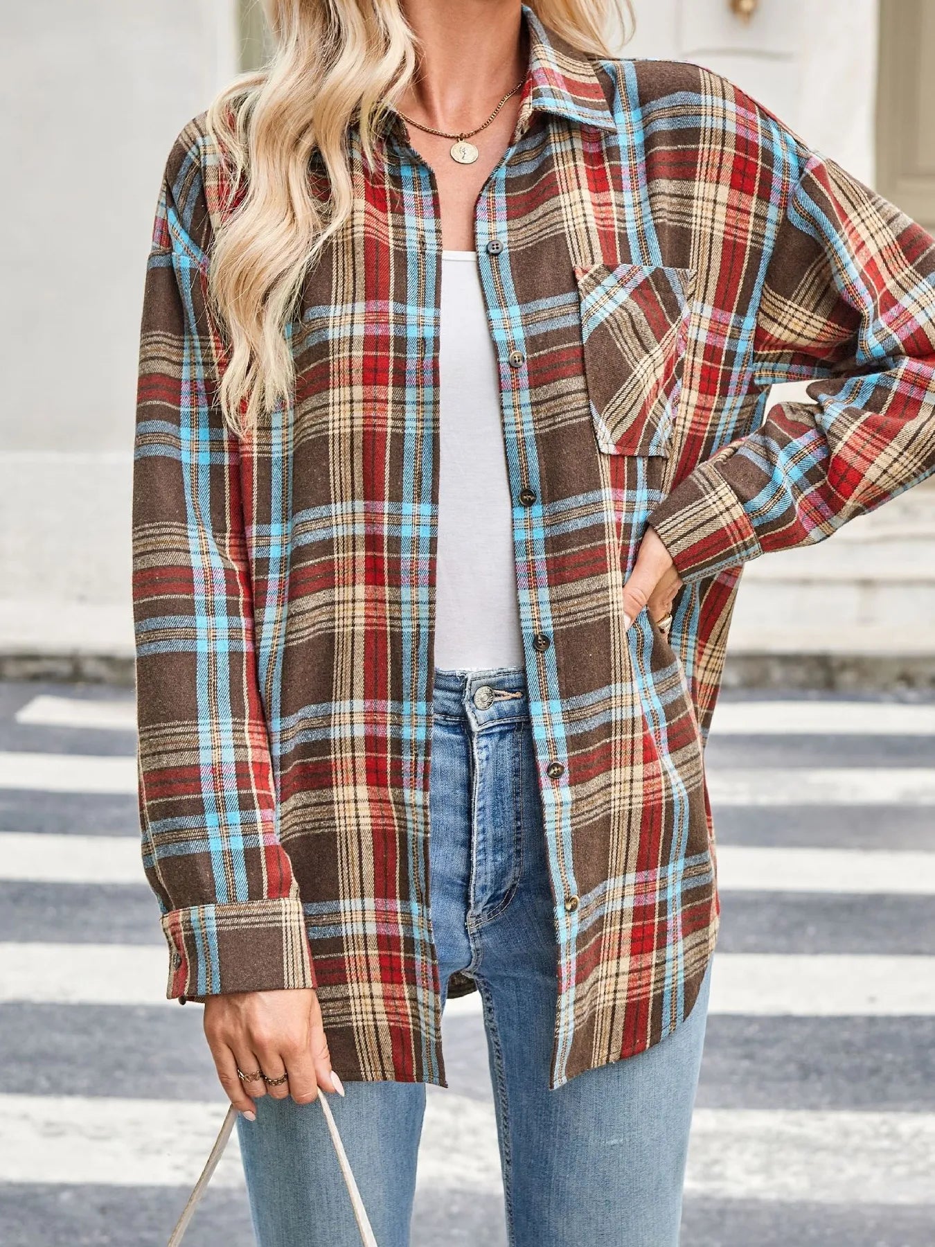 Plaid Button Up Long Sleeve Shirt