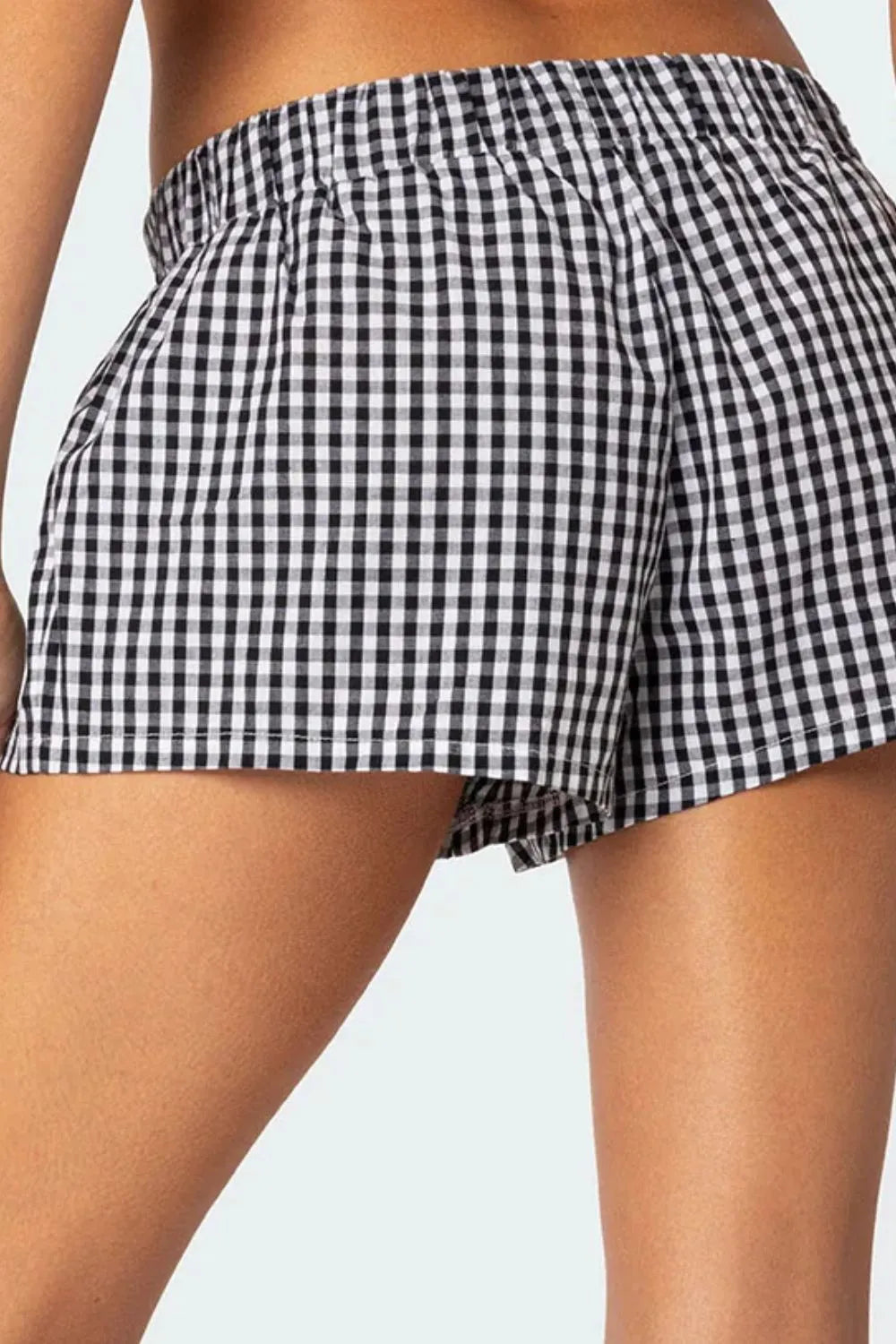 Plaid Elastic Waist Shorts