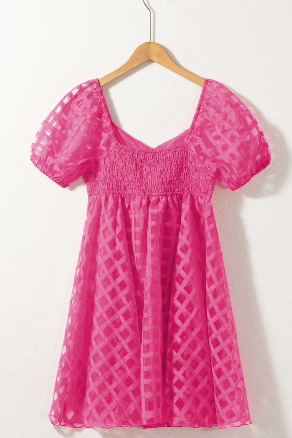 Plaid Puff Sleeve Babydoll Dress