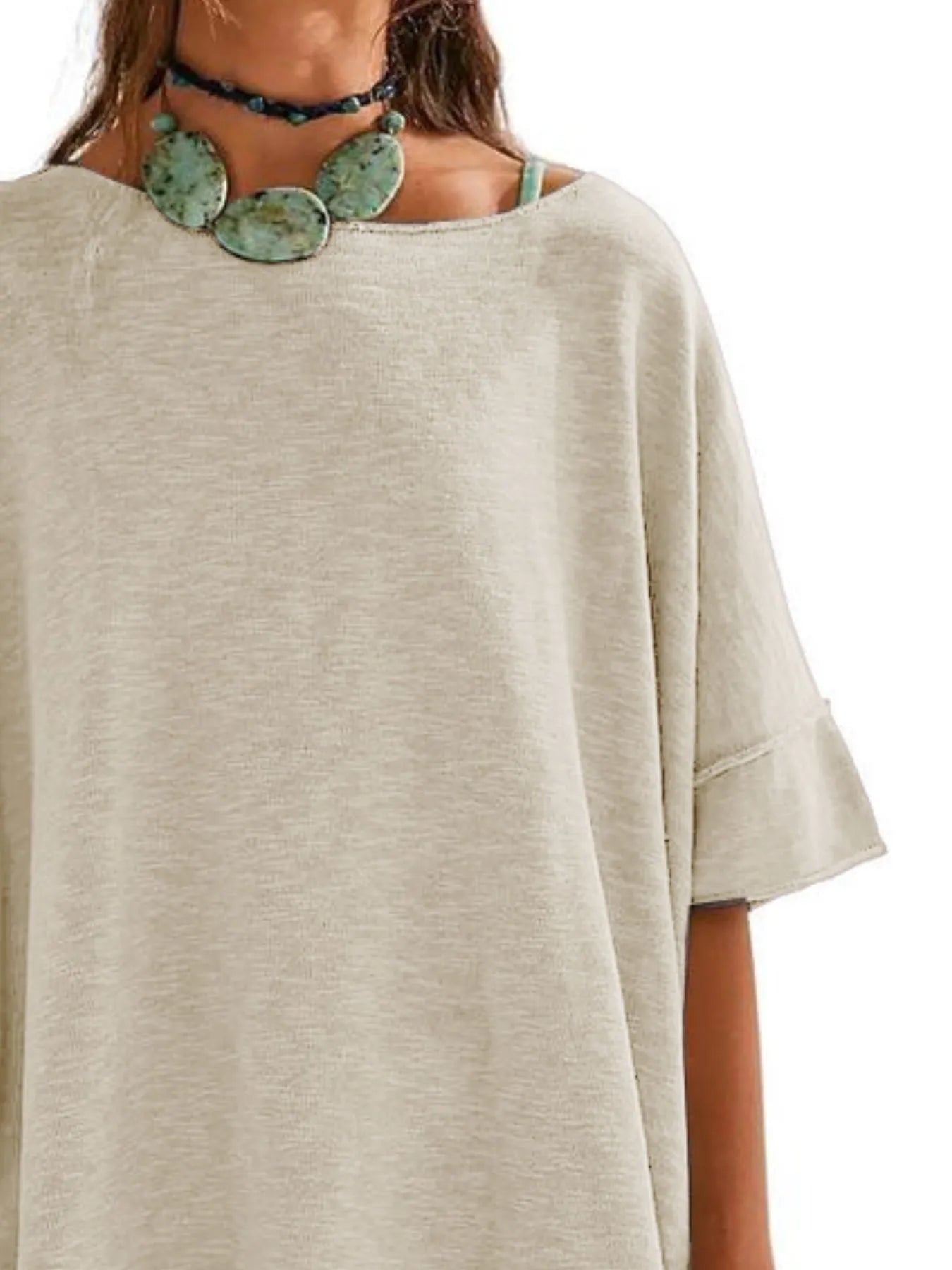 Oversized Round Neck Drop-Shoulder T-Shirt