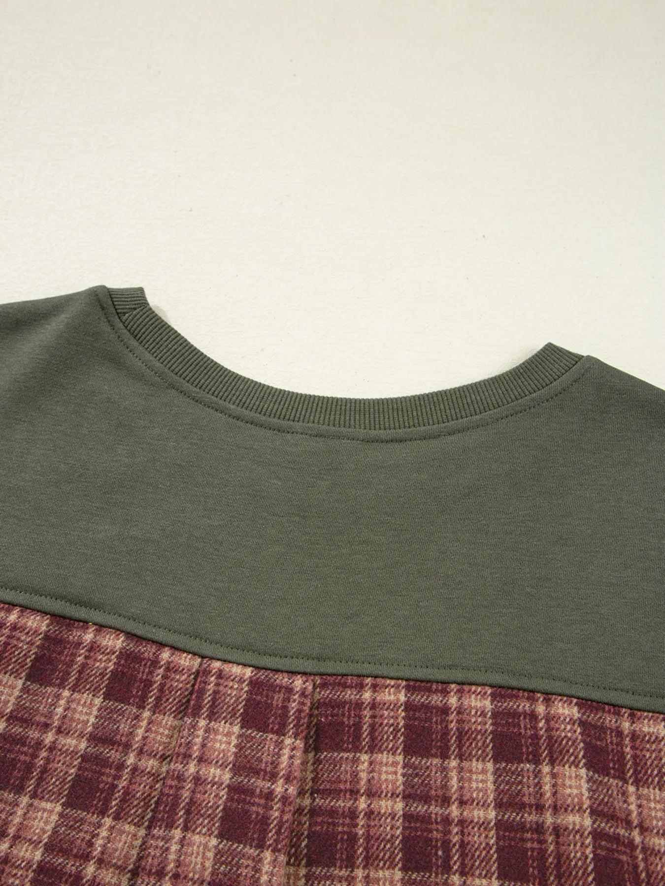 Plaid Patchwork Drop Shoulder Sweatshirt
