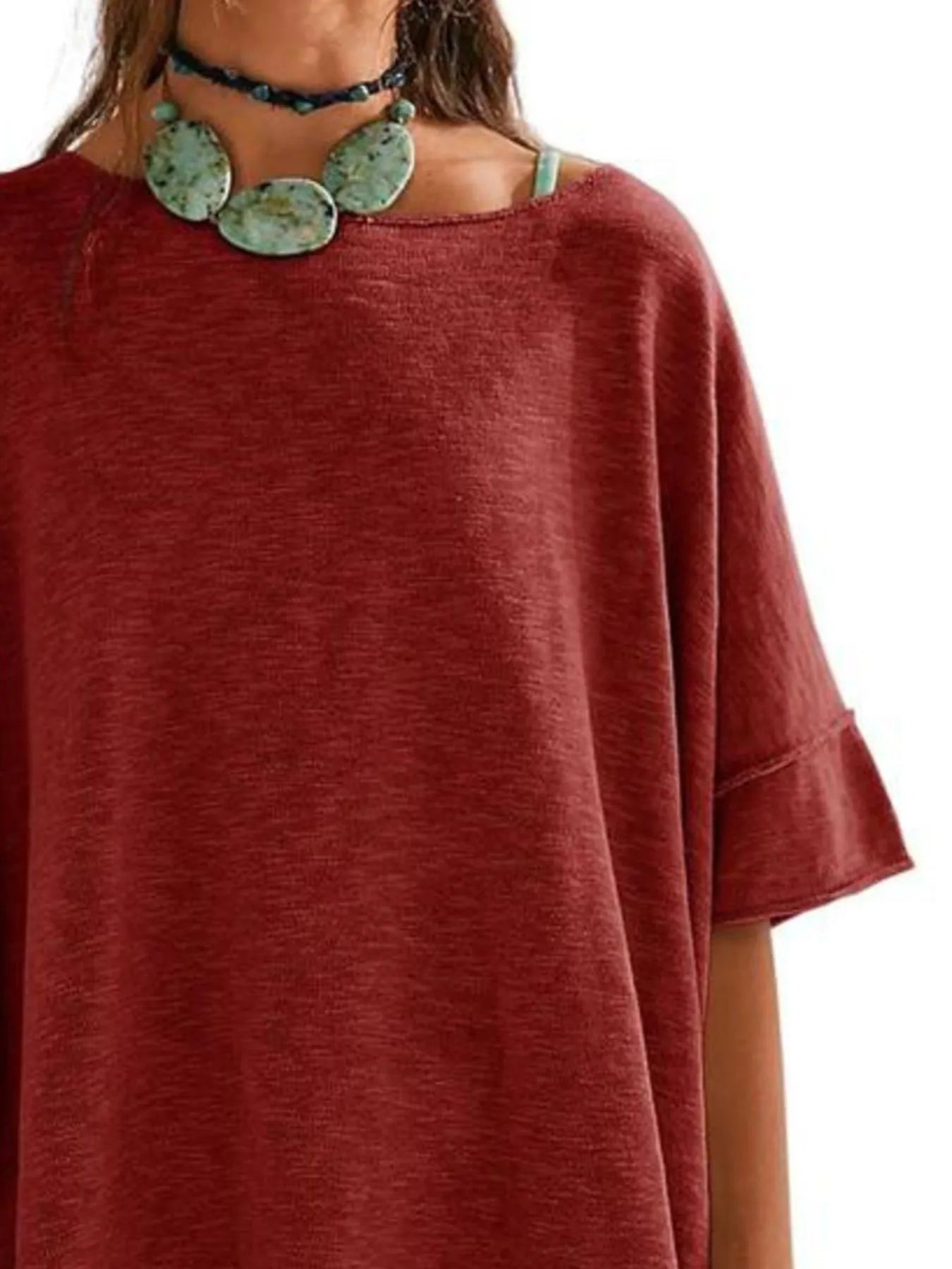 Oversized Round Neck Drop-Shoulder T-Shirt