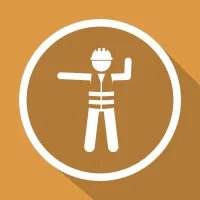 Icon illustrating a safety worker signaling with outstretched arms, representing the Banksman Training Course by My Store, designed to enhance site safety and vehicle guidance in construction.