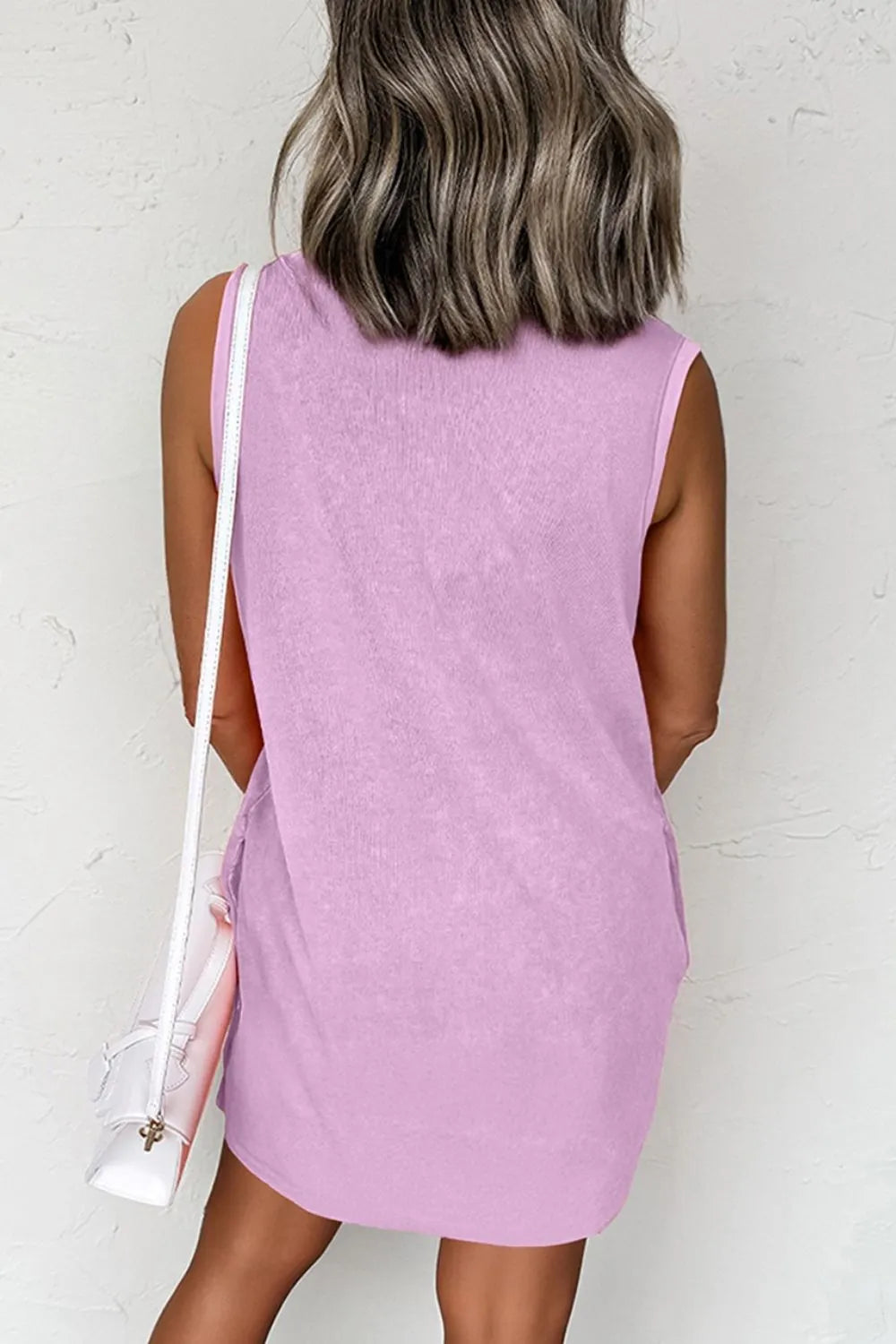 Round Neck Sleeveless Mini Dress with Pockets