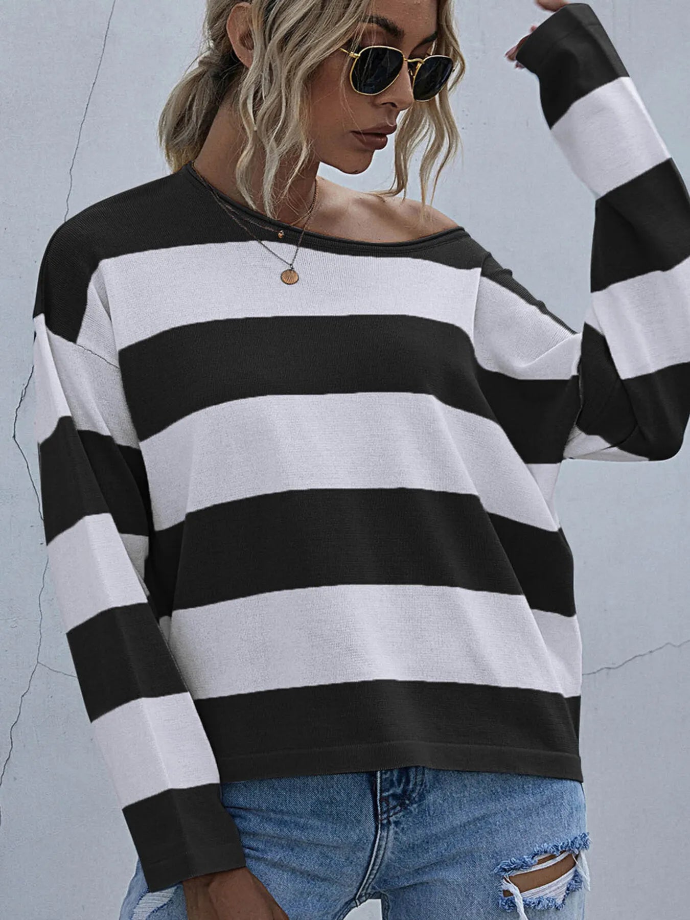 Striped Casual Long Sleeve Knit Top