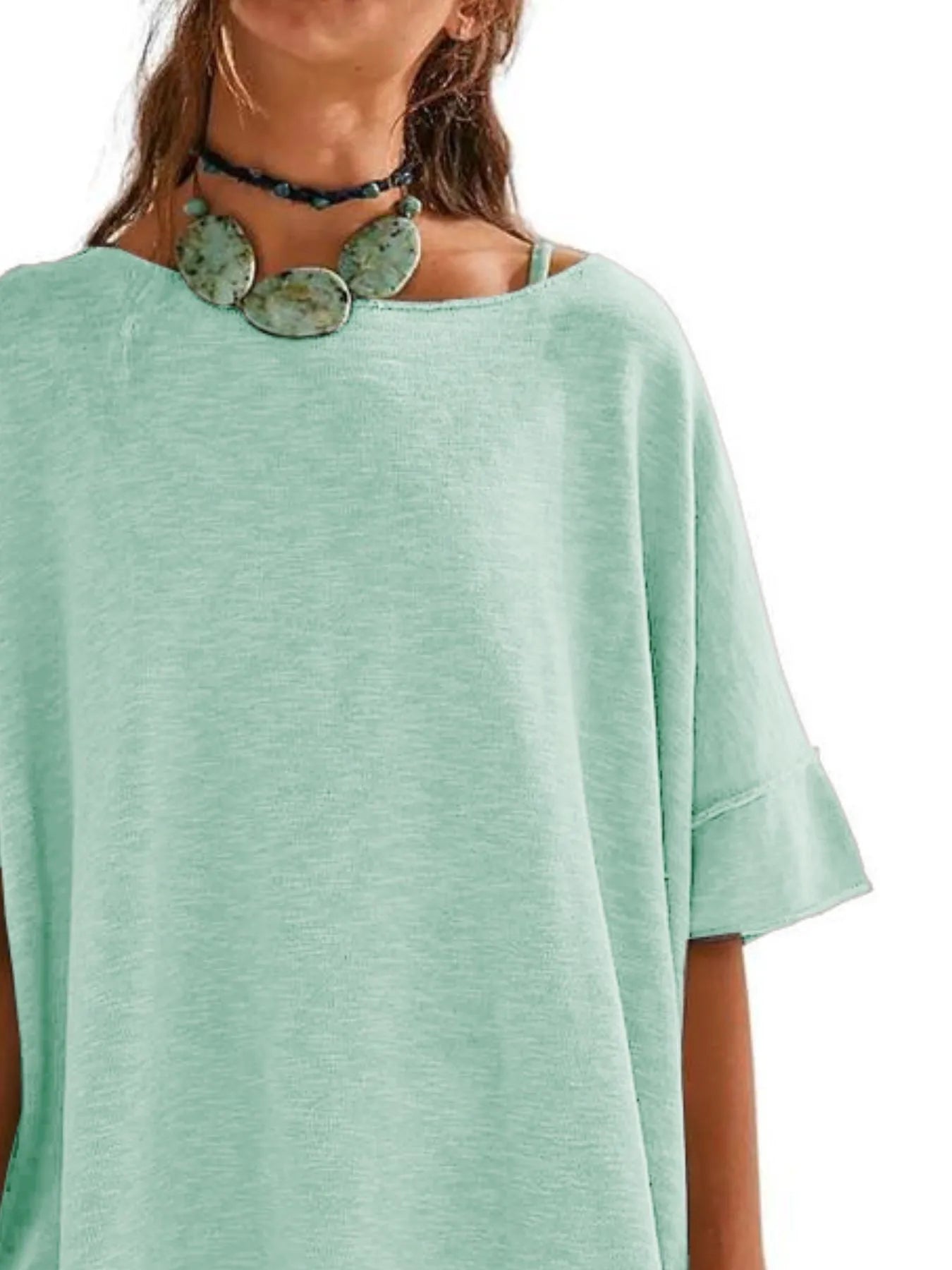 Oversized Round Neck Drop-Shoulder T-Shirt