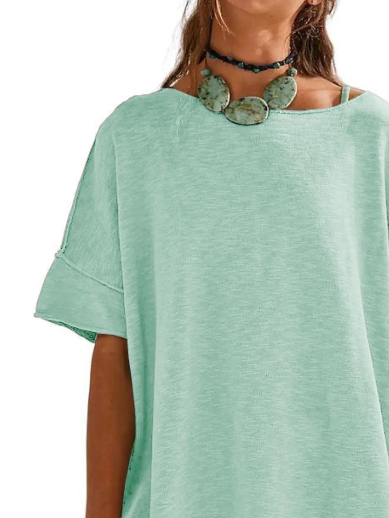 Oversized Round Neck Drop-Shoulder T-Shirt