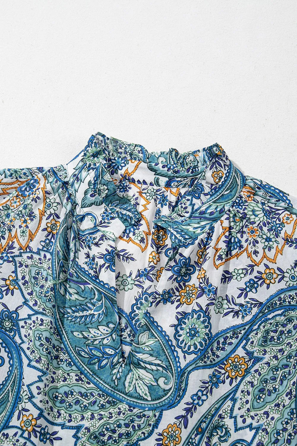 Paisley Floral V Neck Short Sleeve Mini Dress