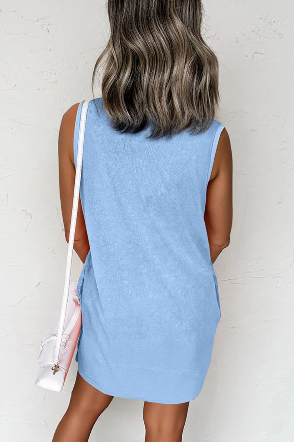 Round Neck Sleeveless Mini Dress with Pockets