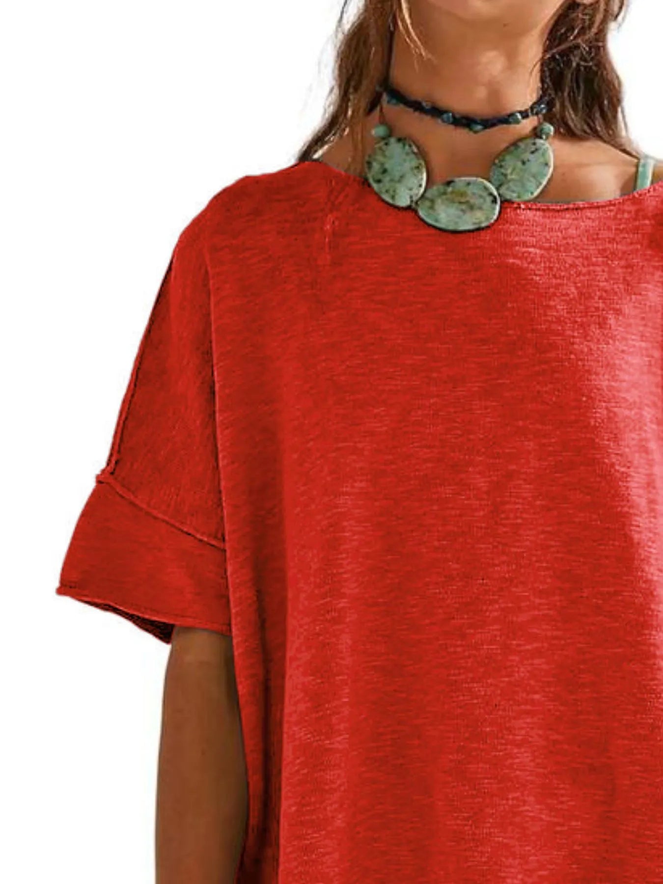 Oversized Round Neck Drop-Shoulder T-Shirt