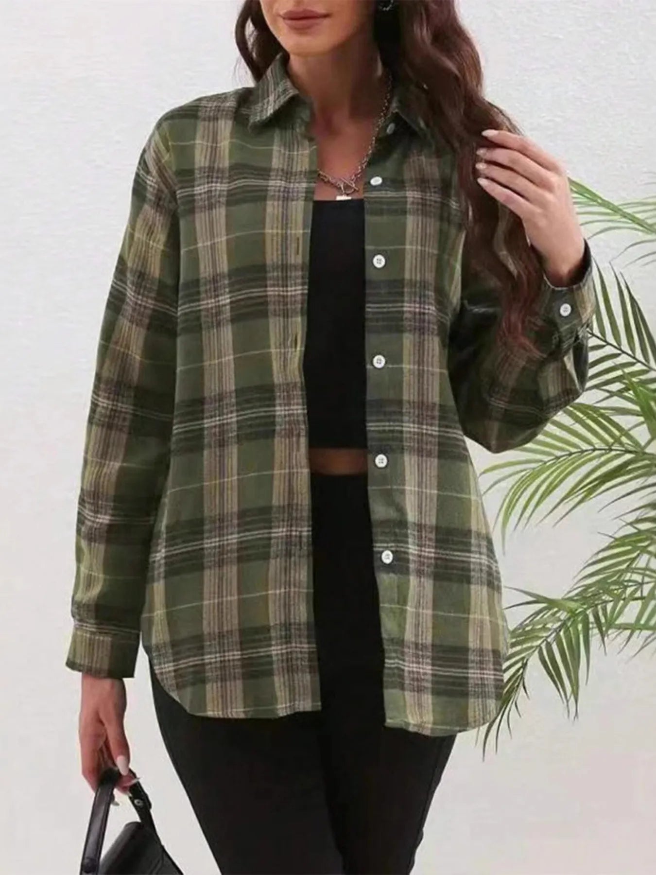 Plaid Button-Down Long Sleeve Shirt