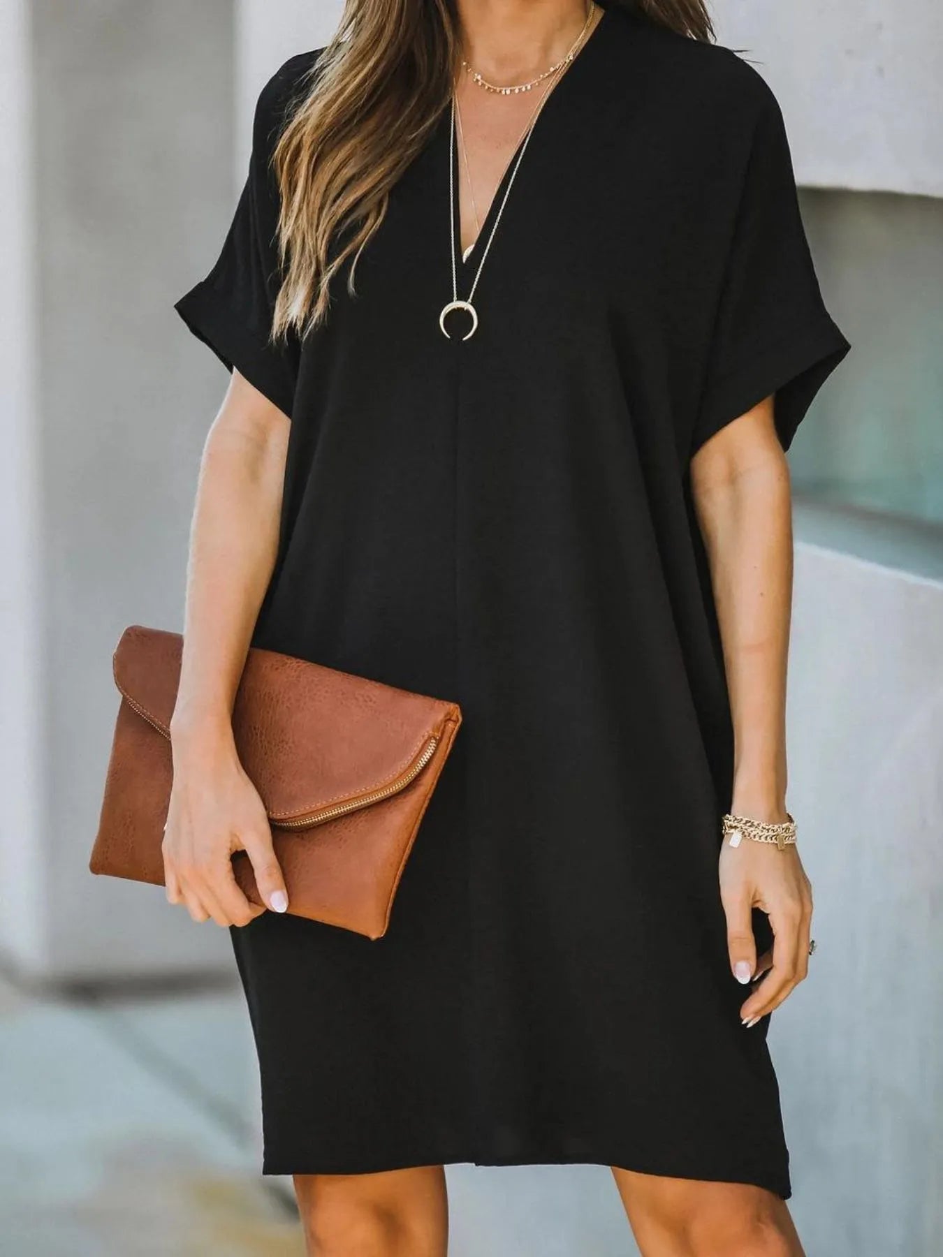 V-Neck Short Sleeves Dress