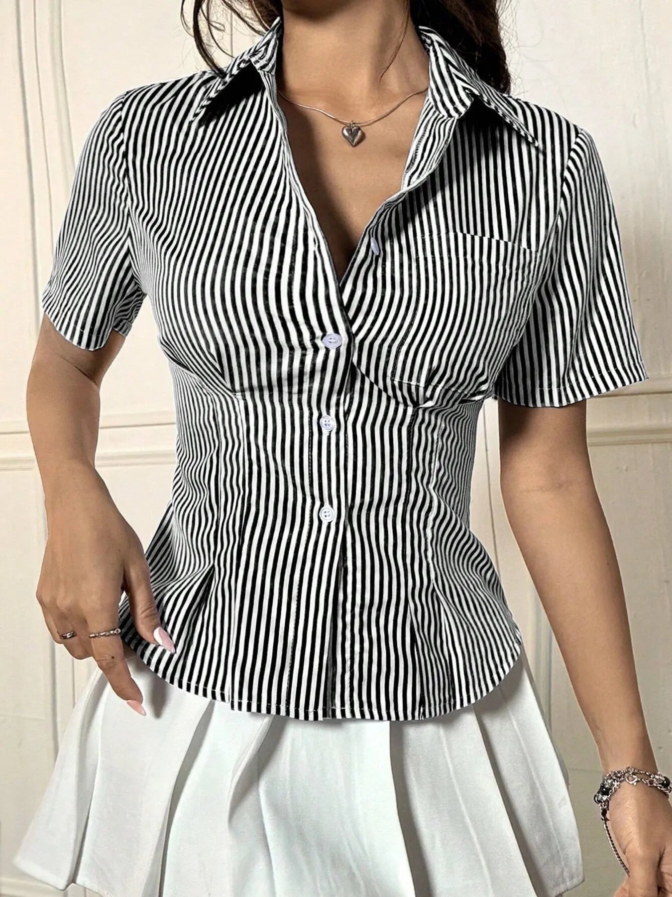 Gingham Short Sleeve Button-Up Shirt