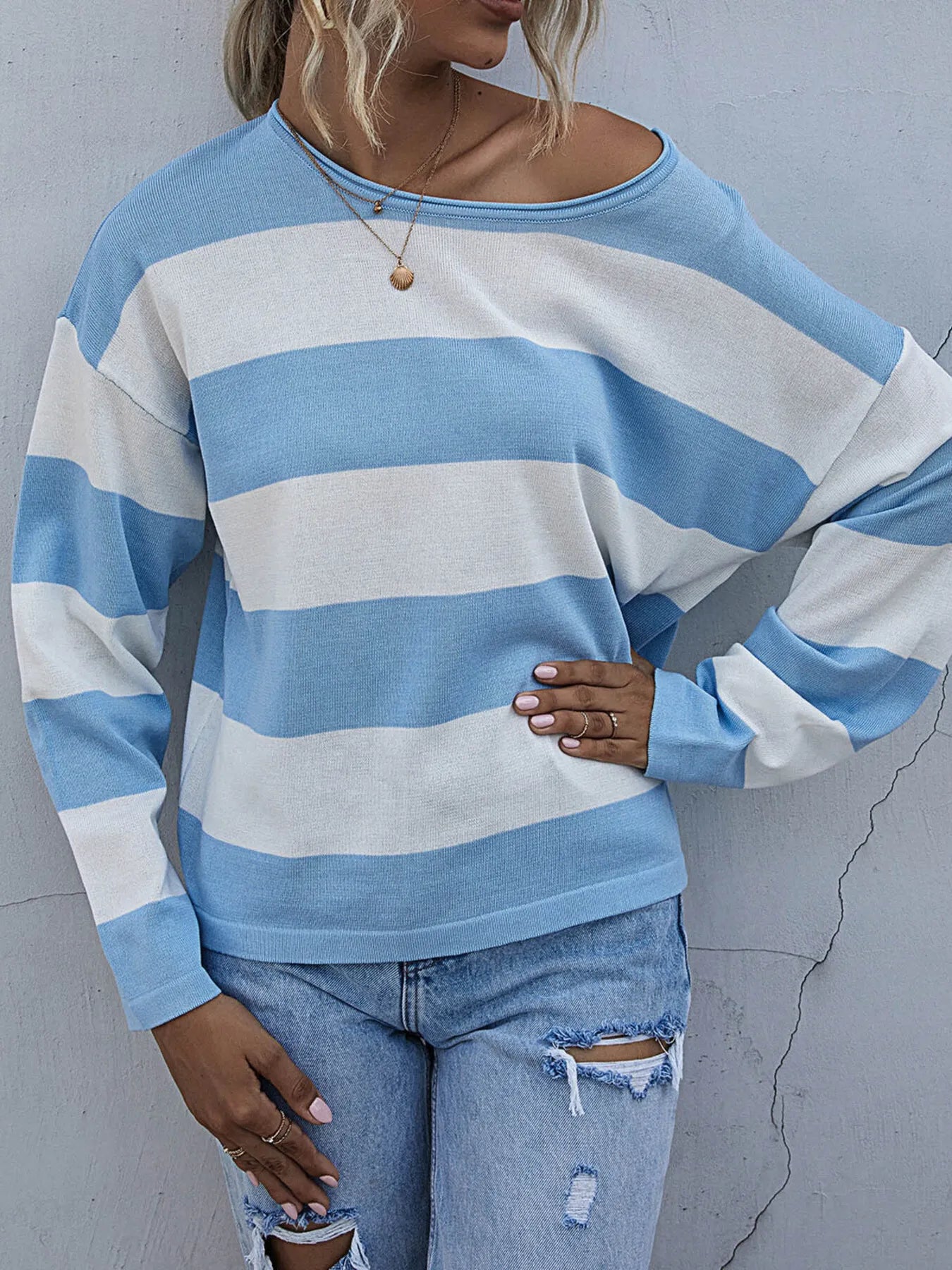 Striped Casual Long Sleeve Knit Top