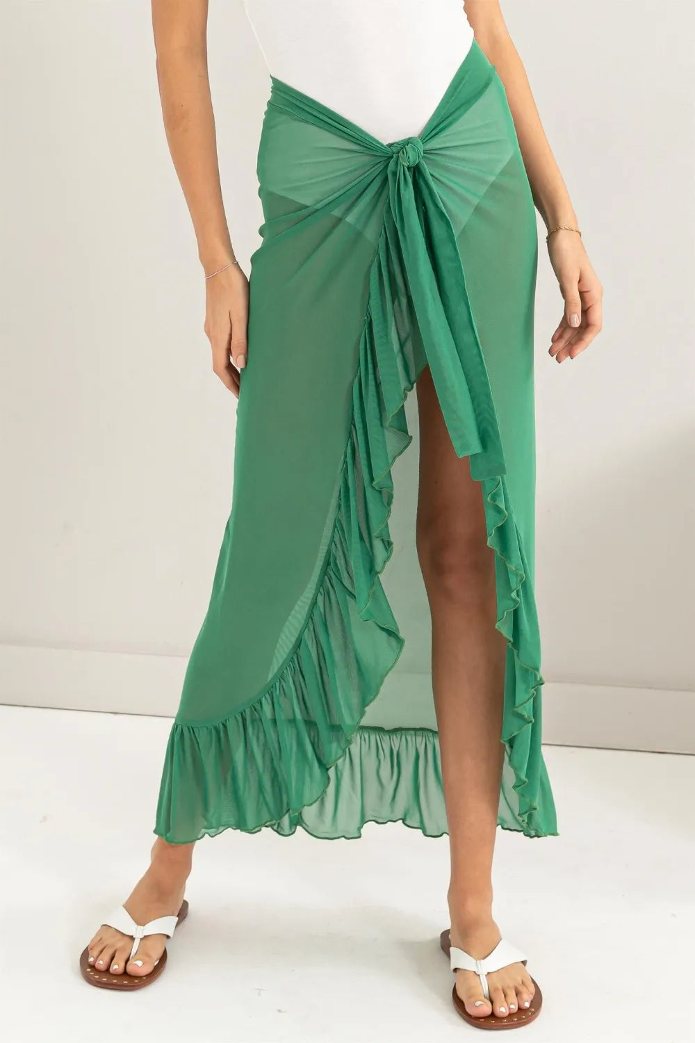 HYFVE Ruffle Trim Sarong Skirt Cover Up - Stylish Beachwear with Adjustable Fit