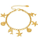 18K Gold-Plated Stainless Steel Sea Shell Charm Bracelet - Elegant Beach-Inspired Jewelry - Store 42