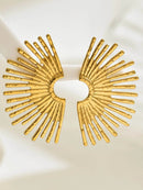 Elegant 18K Gold-Plated Stainless Steel Sunburst Earrings - Dazzling Fashion Statement - Store 42