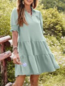 Johnny Collar Short Sleeve Mini Dress Light Green