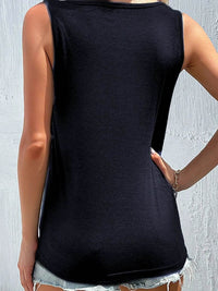 Full Size Decorative Button Round Neck Tank Plus Size - Store 42