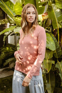 BiBi Mir Solid Raw Edge Neckline Thumb Opening Top - Store 42